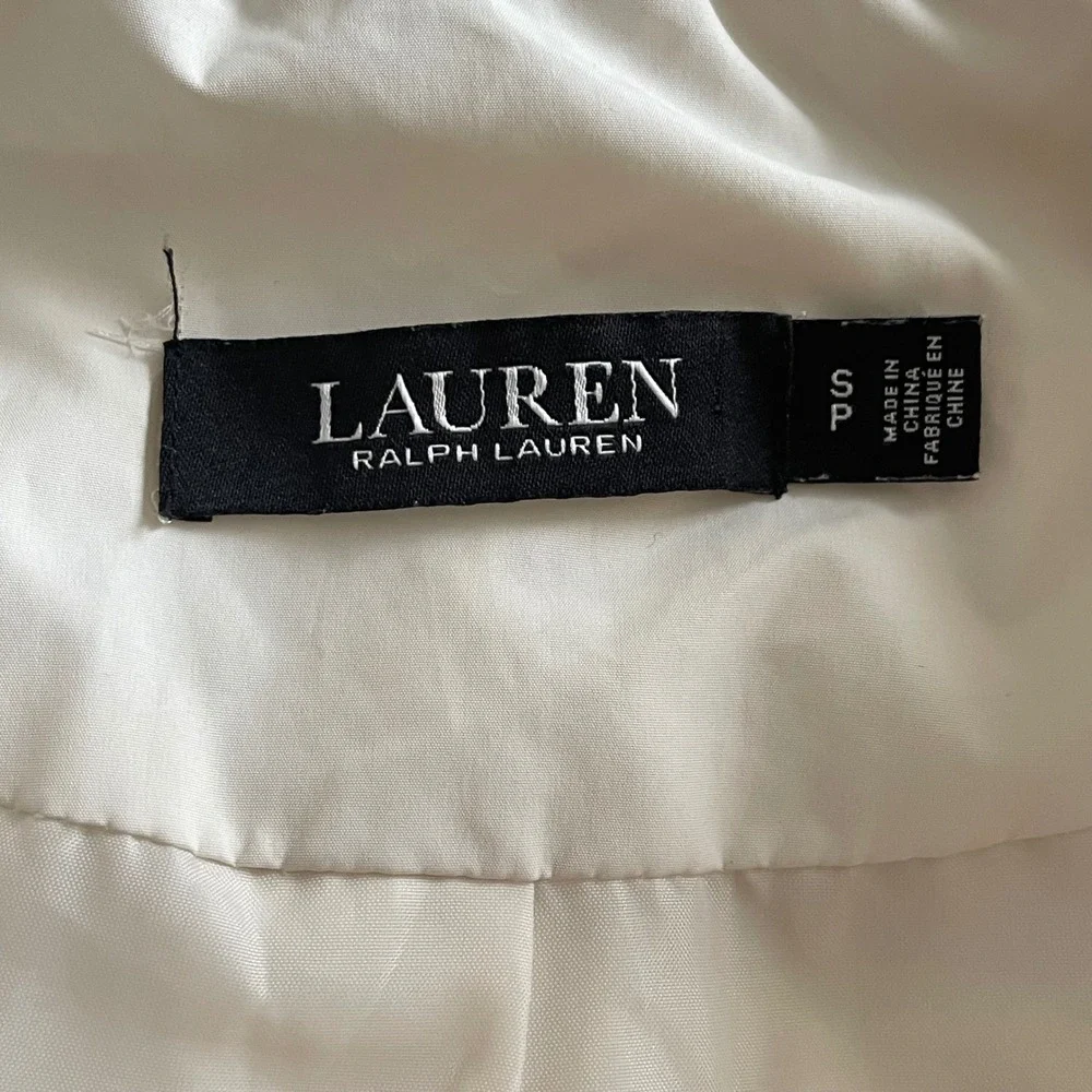 Lauren Ralph Lauren Women's Puffer‎ Coat Cream Full Zip Mid Length Size S